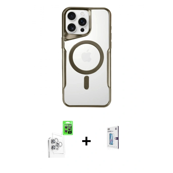 MARSİLYAN™- iPhone 16 Pro Kılıf Yadigar Klasik Özel Seri - Siyah Bilvis 0.18mm Plus Cam Ekran Koruyucu + Raze Metal Kamera Lens - BZ