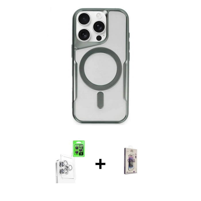 MARSİLYAN™- iPhone 16 Pro Kılıf Yadigar Klasik Özel Seri - Siyah Bilvis 3D Cam Ekran Koruyucu + Raze Metal Kamera Lens - BZ