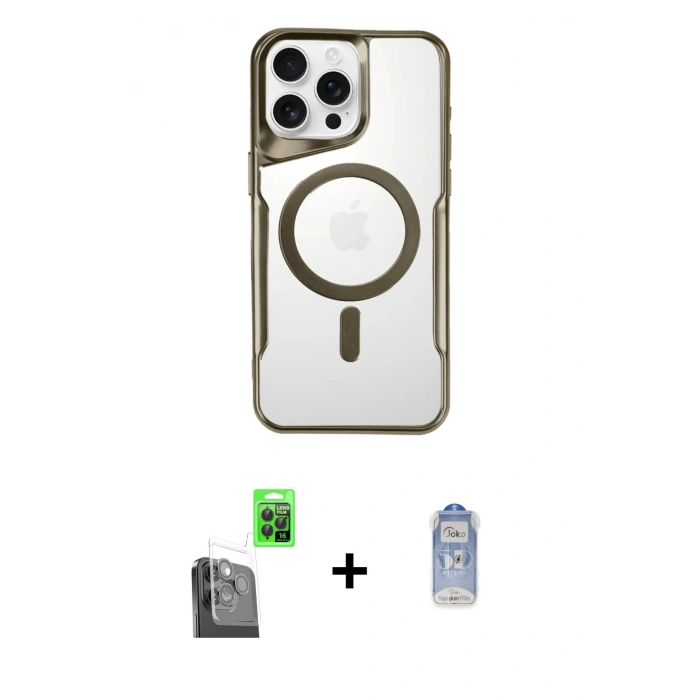 MARSİLYAN™- iPhone 16 Pro Kılıf Yadigar Klasik Özel Seri - Siyah Joko Magic 5D Cam + Raze Metal Kamera Lens - SH