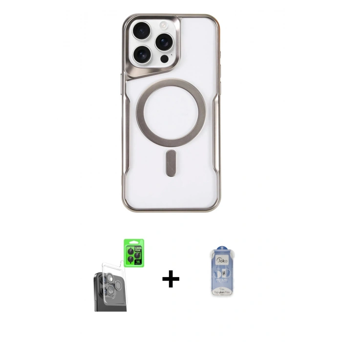 MARSİLYAN™- iPhone 16 Pro Kılıf Yadigar Klasik Özel Seri - Siyah Joko Magic 5D Cam + Raze Metal Kamera Lens - SH