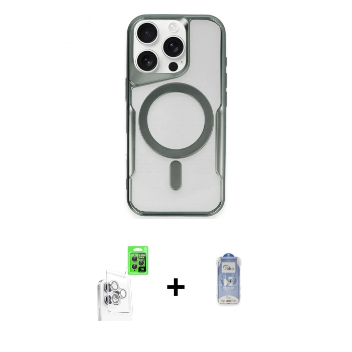MARSİLYAN™- iPhone 16 Pro Kılıf Yadigar Klasik Özel Seri - Siyah Joko Magic 5D Cam + Raze Metal Kamera Lens - BZ