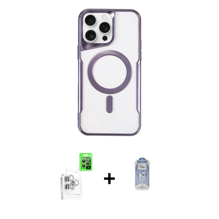MARSİLYAN™- iPhone 16 Pro Kılıf Yadigar Klasik Özel Seri - Siyah Joko Magic 5D Cam + Raze Metal Kamera Lens - BZ