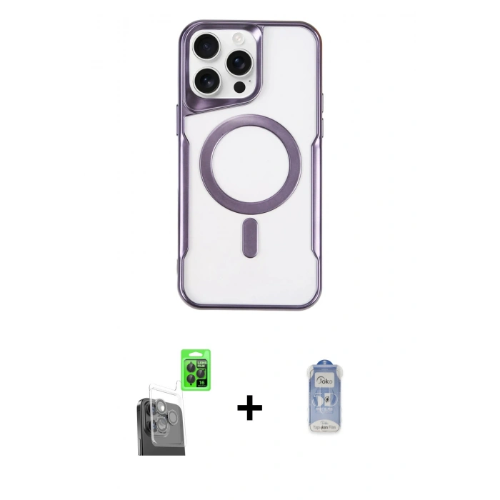MARSİLYAN™- iPhone 16 Pro Kılıf Yadigar Klasik Özel Seri - Siyah Joko Magic 5D Cam + Raze Metal Kamera Lens - SH