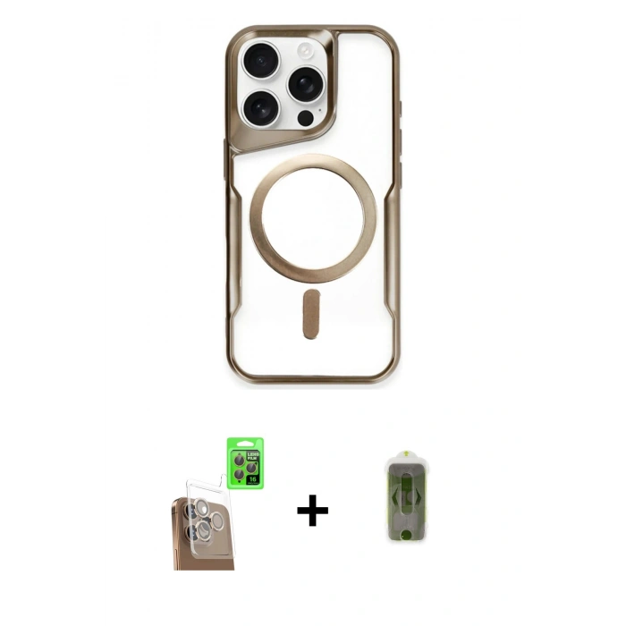 MARSİLYAN™- iPhone 16 Pro Kılıf Yadigar Klasik Özel Seri - Siyah Joko Magic 5D Hayalet Cam + Raze Metal Kamera Lens - CLTM