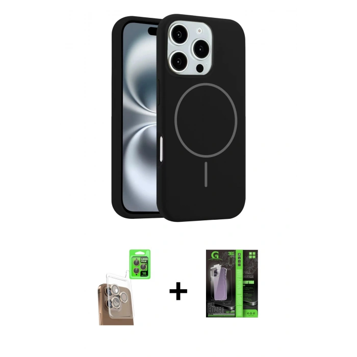 MARSİLYAN™- iPhone 16 Pro Kılıf Yankı Form Serisi - Şeffaf 360 Full Body Arka Koruyucu + Raze Metal Kamera Lens - CLTM