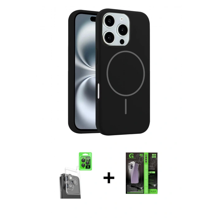 MARSİLYAN™- iPhone 16 Pro Kılıf Yankı Form Serisi - Şeffaf 360 Full Body Arka Koruyucu + Raze Metal Kamera Lens - SH