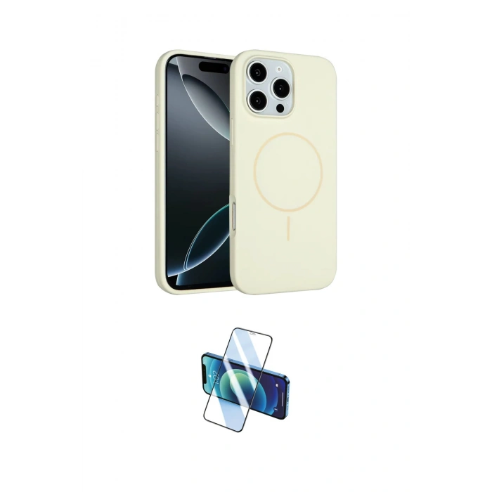 MARSİLYAN™- iPhone 16 Pro Kılıf Yankı Form Serisi - Siyah 3D Antistatik Cam Ekran Koruyucu