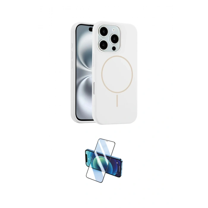 MARSİLYAN™- iPhone 16 Pro Kılıf Yankı Form Serisi - Siyah 3D Antistatik Cam Ekran Koruyucu