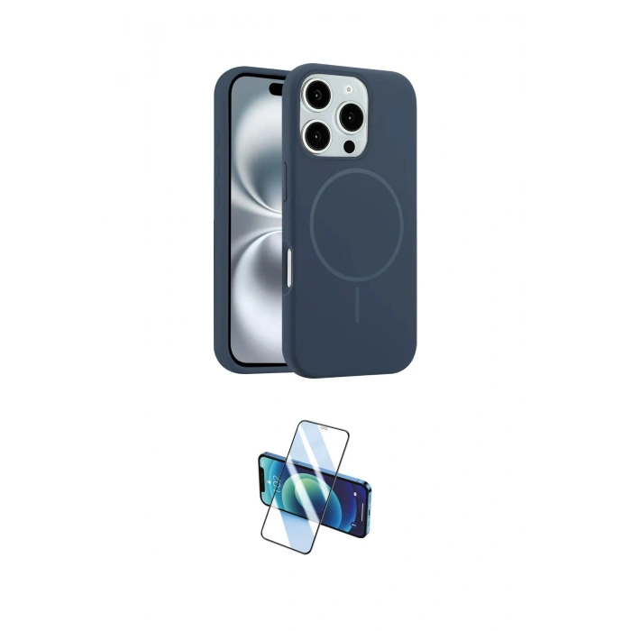 MARSİLYAN™- iPhone 16 Pro Kılıf Yankı Form Serisi - Siyah 3D Antistatik Cam Ekran Koruyucu