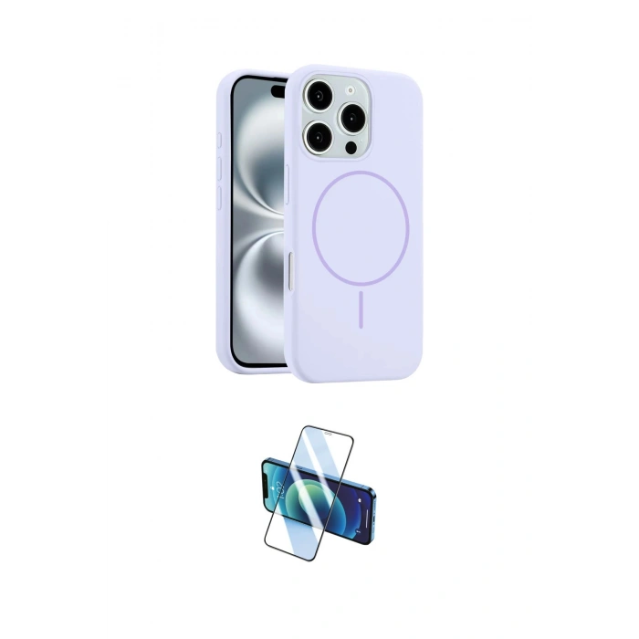 MARSİLYAN™- iPhone 16 Pro Kılıf Yankı Form Serisi - Siyah 3D Antistatik Cam Ekran Koruyucu