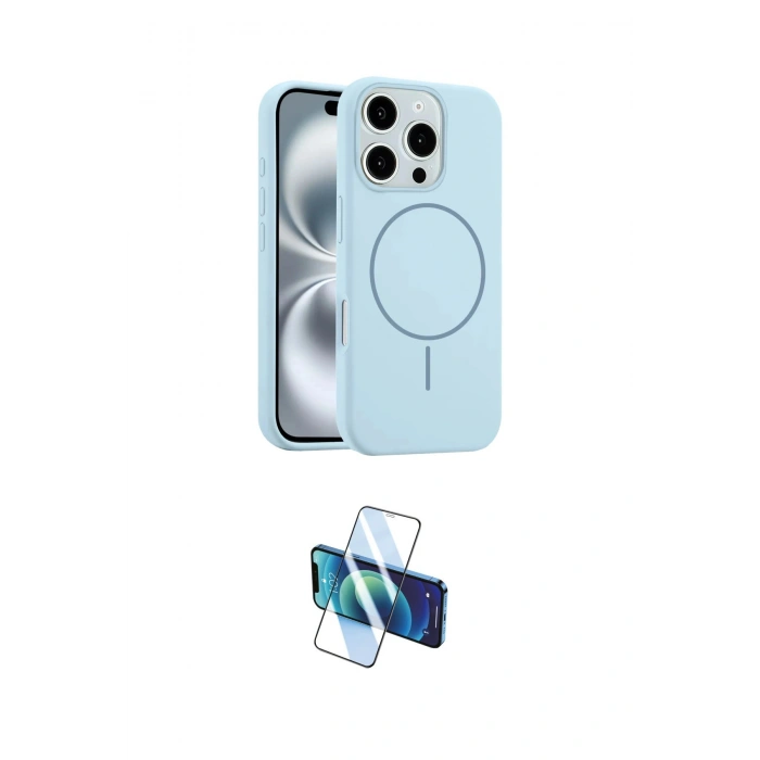 MARSİLYAN™- iPhone 16 Pro Kılıf Yankı Form Serisi - Siyah 3D Antistatik Cam Ekran Koruyucu