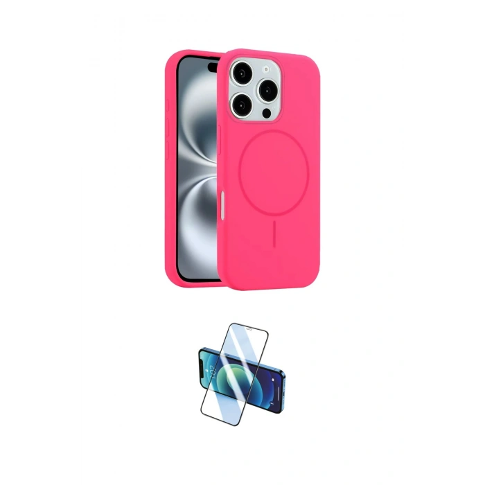 MARSİLYAN™- iPhone 16 Pro Kılıf Yankı Form Serisi - Siyah 3D Antistatik Cam Ekran Koruyucu