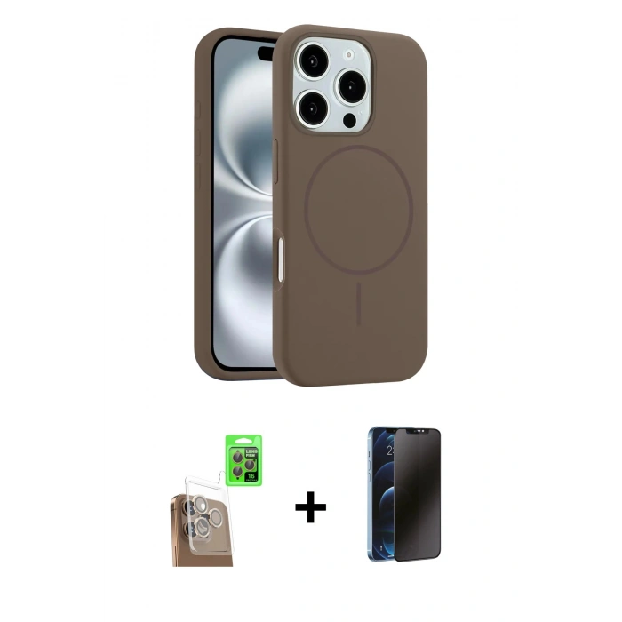 MARSİLYAN™- iPhone 16 Pro Kılıf Yankı Form Serisi - Siyah 3D Antistatik Hayalet Cam Ekran Koruyucu + Raze Metal Kamera Lens - CLTM