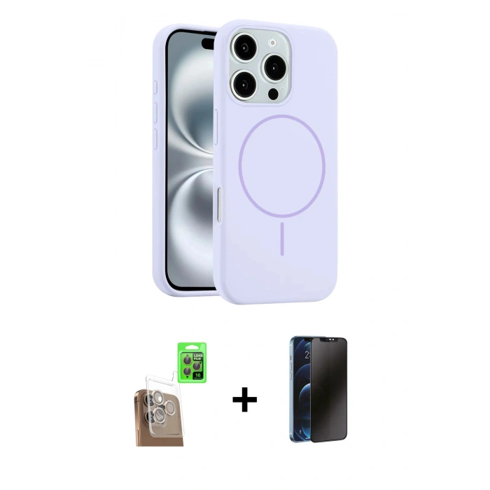 MARSİLYAN™- iPhone 16 Pro Kılıf Yankı Form Serisi - Siyah 3D Antistatik Hayalet Cam Ekran Koruyucu + Raze Metal Kamera Lens - CLTM