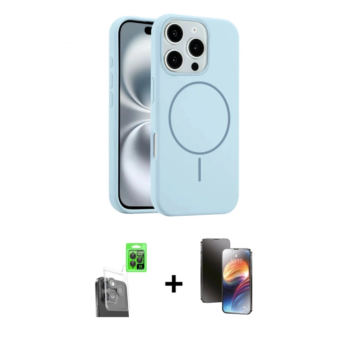 MARSİLYAN™- iPhone 16 Pro Kılıf Yankı Form Serisi - Siyah 3D Antistatik Mat Seramik Nano Ekran Koruyucu + Raze Metal Kamera Lens - SH