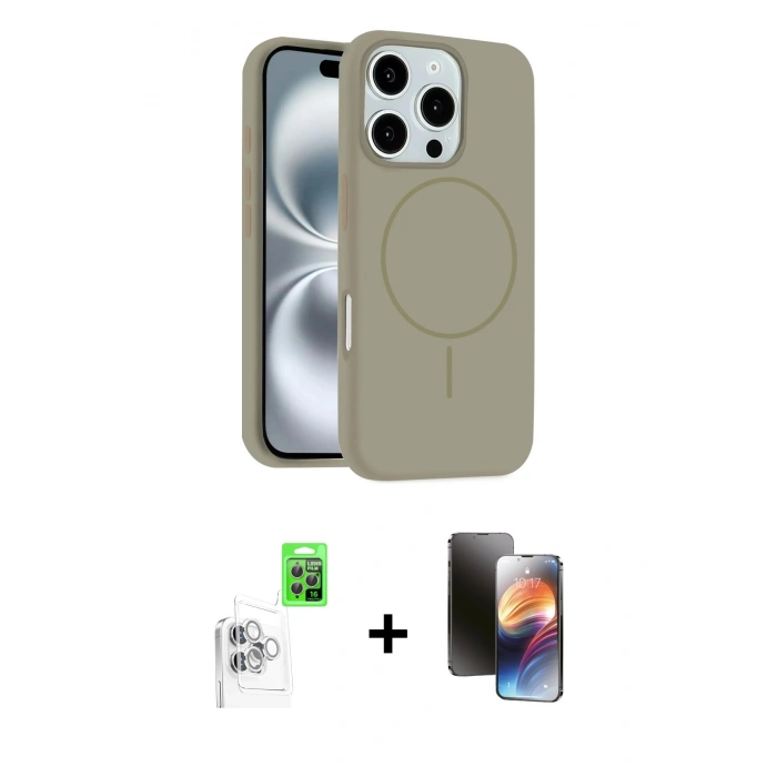 MARSİLYAN™- iPhone 16 Pro Kılıf Yankı Form Serisi - Siyah 3D Antistatik Mat Seramik Nano Ekran Koruyucu + Raze Metal Kamera Lens - BZ