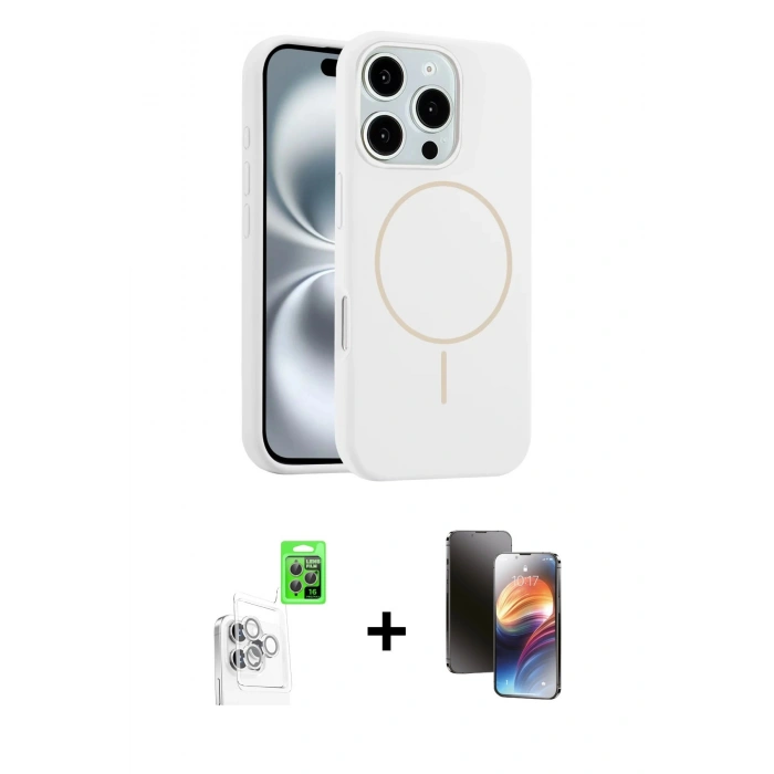 MARSİLYAN™- iPhone 16 Pro Kılıf Yankı Form Serisi - Siyah 3D Antistatik Mat Seramik Nano Ekran Koruyucu + Raze Metal Kamera Lens - BZ