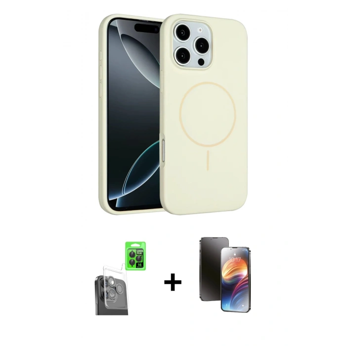 MARSİLYAN™- iPhone 16 Pro Kılıf Yankı Form Serisi - Siyah 3D Antistatik Mat Seramik Nano Ekran Koruyucu + Raze Metal Kamera Lens - SH
