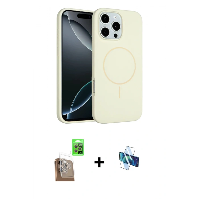 MARSİLYAN™- iPhone 16 Pro Kılıf Yankı Form Serisi - Siyah 3D Antistatik Seramik Nano Ekran Koruyucu + Çöl Titanyum Raze Metal Kamera Lens