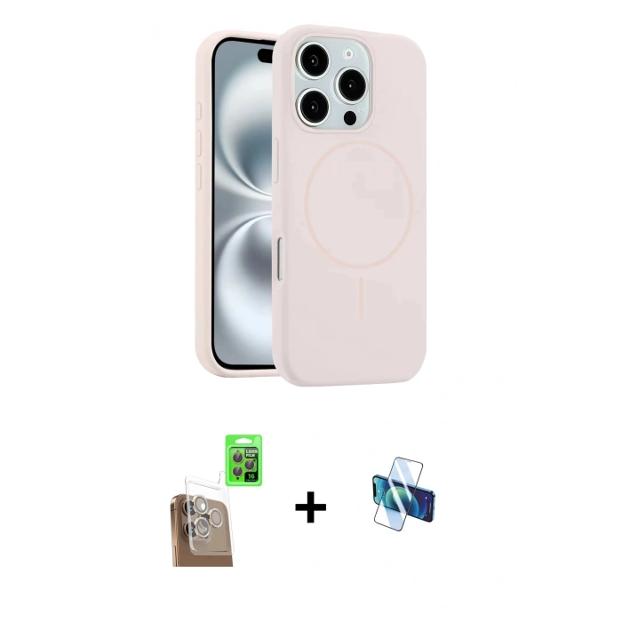 MARSİLYAN™- iPhone 16 Pro Kılıf Yankı Form Serisi - Siyah 3D Antistatik Seramik Nano Ekran Koruyucu + Çöl Titanyum Raze Metal Kamera Lens