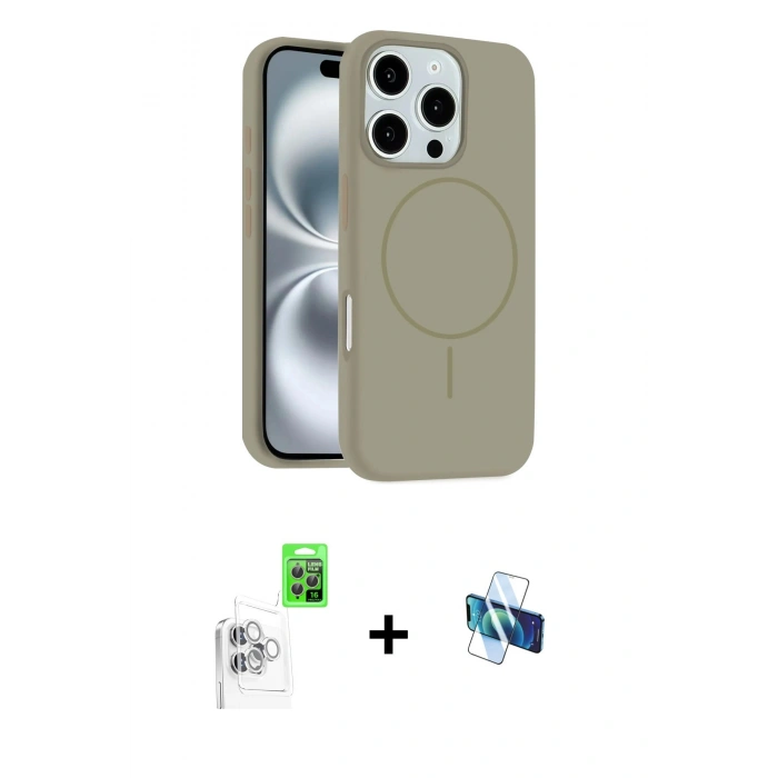 MARSİLYAN™- iPhone 16 Pro Kılıf Yankı Form Serisi - Siyah 3D Antistatik Seramik Nano Ekran Koruyucu + Raze Metal Kamera Lens - BZ