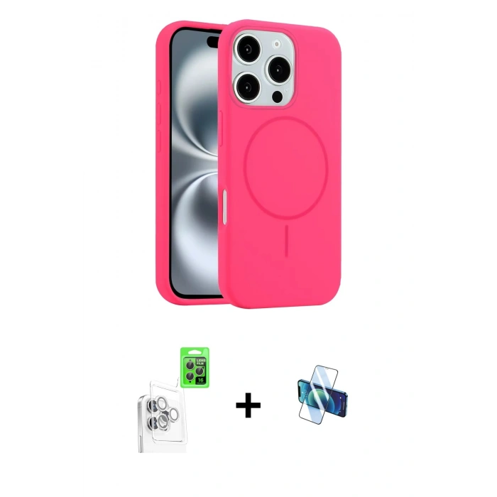 MARSİLYAN™- iPhone 16 Pro Kılıf Yankı Form Serisi - Siyah 3D Antistatik Seramik Nano Ekran Koruyucu + Raze Metal Kamera Lens - BZ