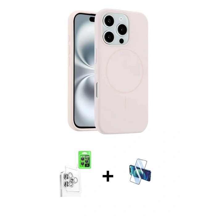 MARSİLYAN™- iPhone 16 Pro Kılıf Yankı Form Serisi - Siyah 3D Antistatik Seramik Nano Ekran Koruyucu + Raze Metal Kamera Lens - BZ