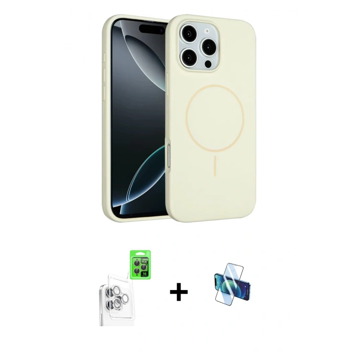 MARSİLYAN™- iPhone 16 Pro Kılıf Yankı Form Serisi - Siyah 3D Antistatik Seramik Nano Ekran Koruyucu + Raze Metal Kamera Lens - BZ