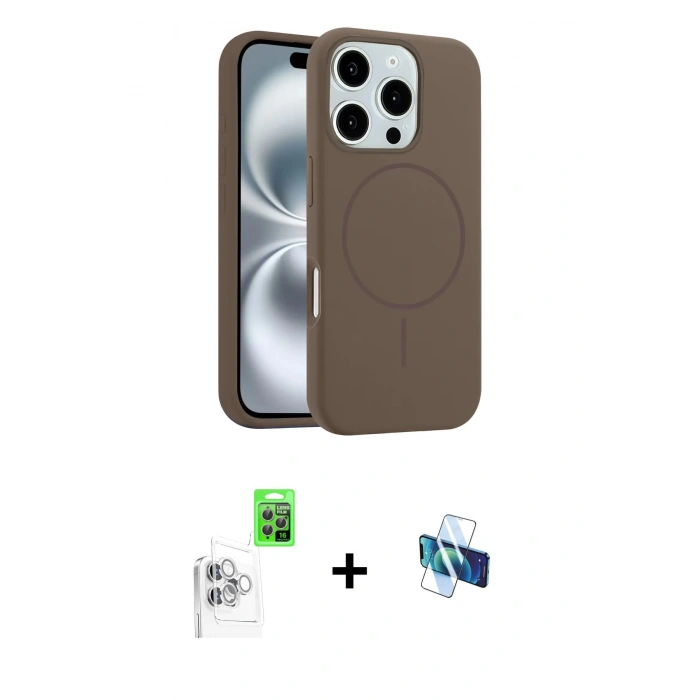 MARSİLYAN™- iPhone 16 Pro Kılıf Yankı Form Serisi - Siyah 3D Antistatik Seramik Nano Ekran Koruyucu + Raze Metal Kamera Lens - BZ
