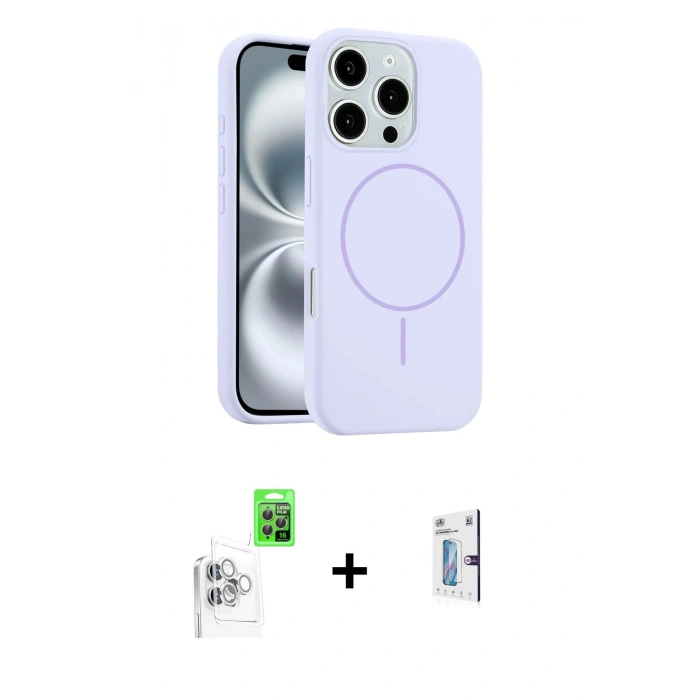 MARSİLYAN™- iPhone 16 Pro Kılıf Yankı Form Serisi - Siyah Bilvis 0.18mm Plus Cam Ekran Koruyucu + Raze Metal Kamera Lens - BZ