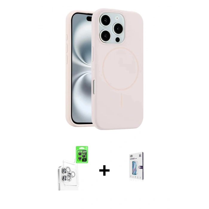 MARSİLYAN™- iPhone 16 Pro Kılıf Yankı Form Serisi - Siyah Bilvis 0.18mm Plus Cam Ekran Koruyucu + Raze Metal Kamera Lens - BZ