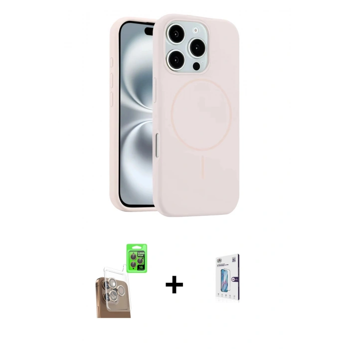 MARSİLYAN™- iPhone 16 Pro Kılıf Yankı Form Serisi - Siyah Bilvis 0.18mm Plus Cam Ekran Koruyucu + Raze Metal Kamera Lens - CLTM