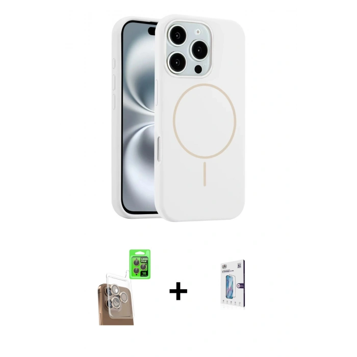 MARSİLYAN™- iPhone 16 Pro Kılıf Yankı Form Serisi - Siyah Bilvis 0.18mm Plus Cam Ekran Koruyucu + Raze Metal Kamera Lens - CLTM