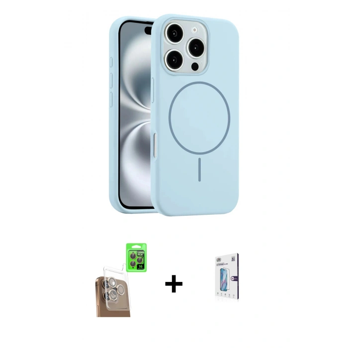 MARSİLYAN™- iPhone 16 Pro Kılıf Yankı Form Serisi - Siyah Bilvis 0.18mm Plus Cam Ekran Koruyucu + Raze Metal Kamera Lens - CLTM