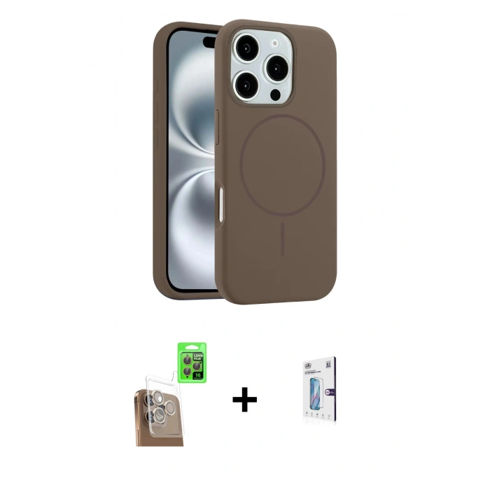 MARSİLYAN™- iPhone 16 Pro Kılıf Yankı Form Serisi - Siyah Bilvis 0.18mm Plus Cam Ekran Koruyucu + Raze Metal Kamera Lens - CLTM