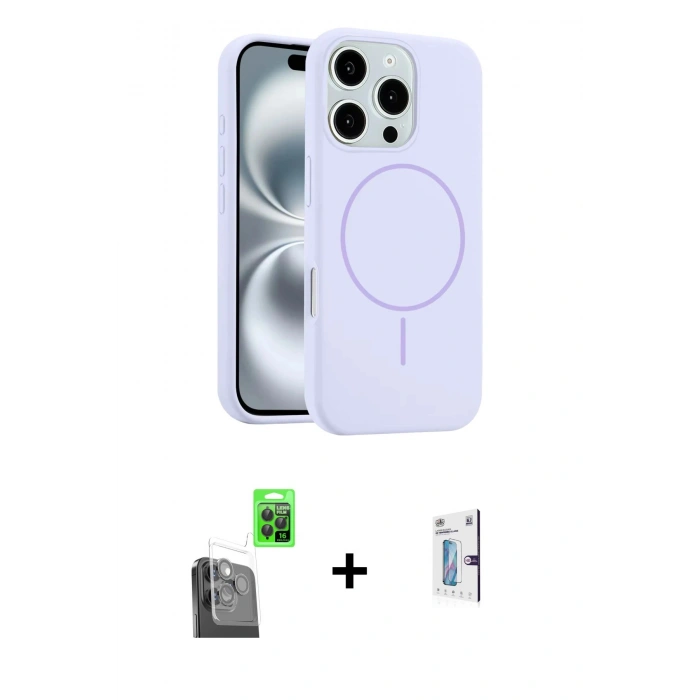 MARSİLYAN™- iPhone 16 Pro Kılıf Yankı Form Serisi - Siyah Bilvis 0.18mm Plus Cam Ekran Koruyucu + Siyah Raze Metal Kamera Lens