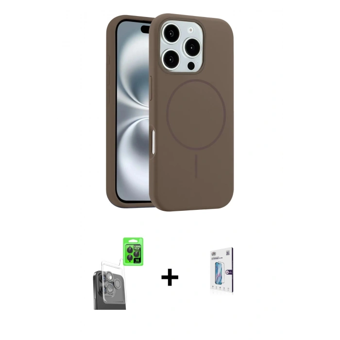 MARSİLYAN™- iPhone 16 Pro Kılıf Yankı Form Serisi - Siyah Bilvis 0.18mm Plus Cam Ekran Koruyucu + Siyah Raze Metal Kamera Lens
