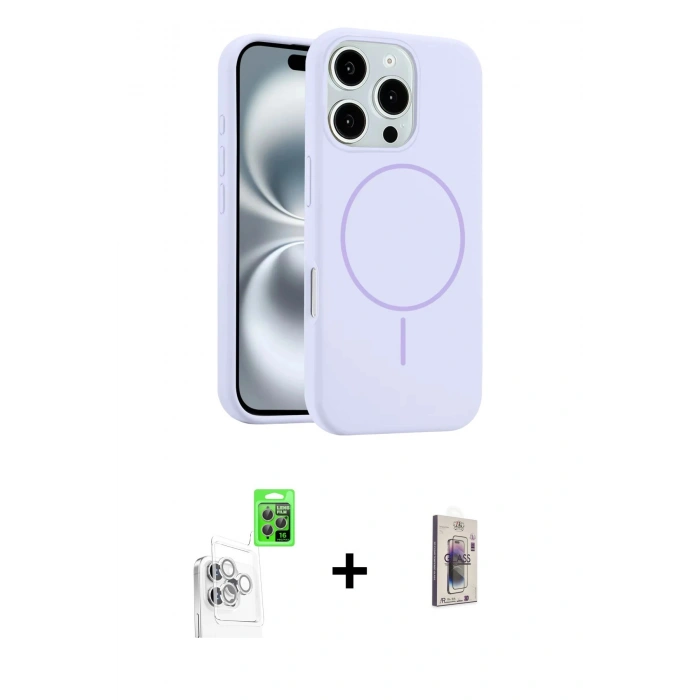 MARSİLYAN™- iPhone 16 Pro Kılıf Yankı Form Serisi - Siyah Bilvis 3D Cam Ekran Koruyucu + Raze Metal Kamera Lens - BZ