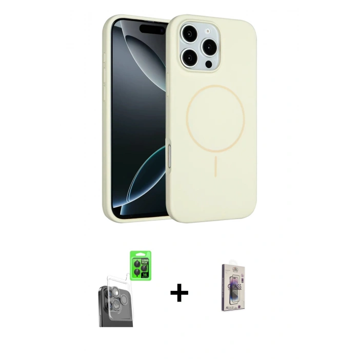MARSİLYAN™- iPhone 16 Pro Kılıf Yankı Form Serisi - Siyah Bilvis 3D Cam Ekran Koruyucu + Raze Metal Kamera Lens - SH