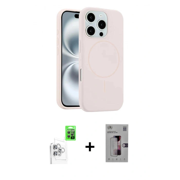 MARSİLYAN™- iPhone 16 Pro Kılıf Yankı Form Serisi - Siyah Bilvis 3D Mat Cam Ekran Koruyucu + Raze Metal Kamera Lens - BZ