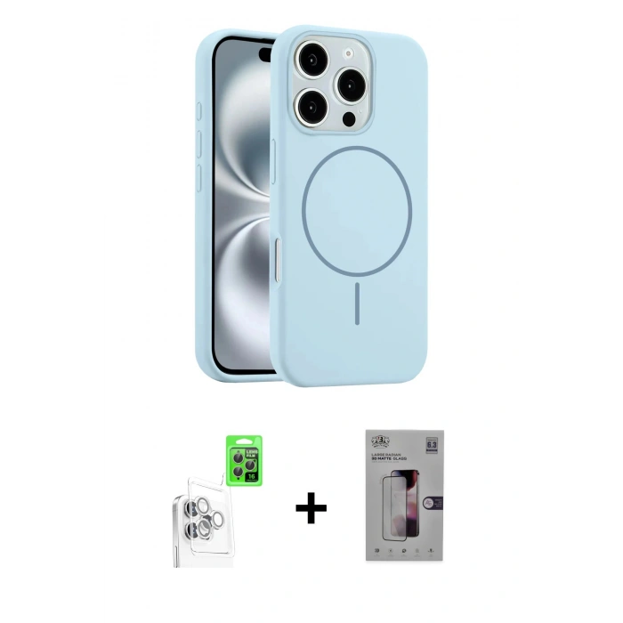 MARSİLYAN™- iPhone 16 Pro Kılıf Yankı Form Serisi - Siyah Bilvis 3D Mat Cam Ekran Koruyucu + Raze Metal Kamera Lens - BZ