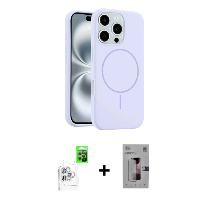 MARSİLYAN™- iPhone 16 Pro Kılıf Yankı Form Serisi - Siyah Bilvis 3D Mat Cam Ekran Koruyucu + Raze Metal Kamera Lens - BZ