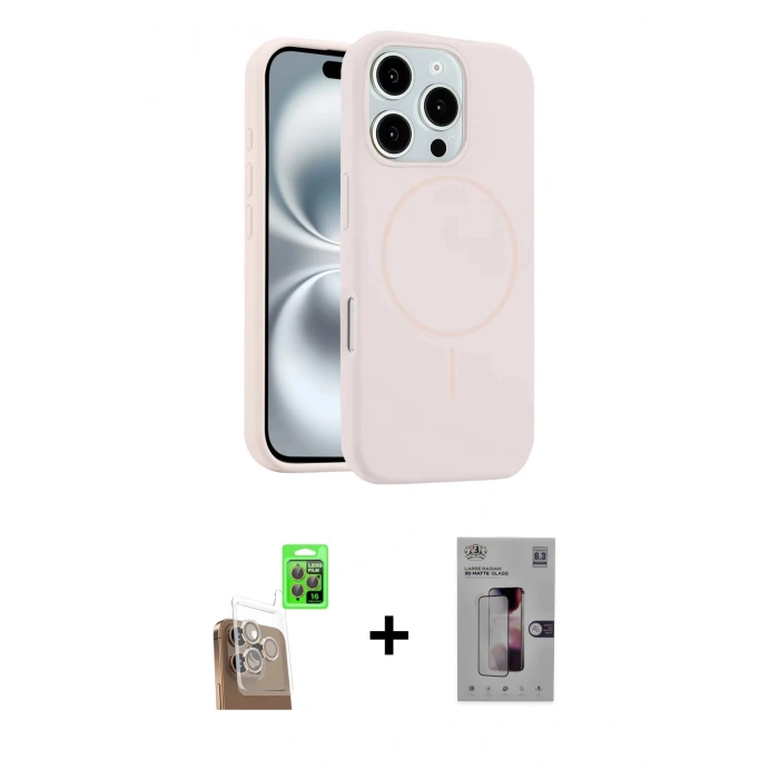 MARSİLYAN™- iPhone 16 Pro Kılıf Yankı Form Serisi - Siyah Bilvis 3D Mat Cam Ekran Koruyucu + Çöl Titanyum Raze Metal Kamera Lens