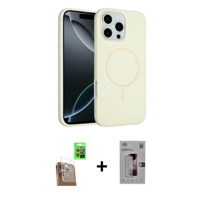 MARSİLYAN™- iPhone 16 Pro Kılıf Yankı Form Serisi - Siyah Bilvis 3D Mat Cam Ekran Koruyucu + Çöl Titanyum Raze Metal Kamera Lens