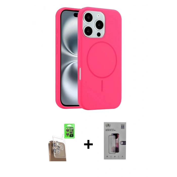MARSİLYAN™- iPhone 16 Pro Kılıf Yankı Form Serisi - Siyah Bilvis 3D Mat Cam Ekran Koruyucu + Çöl Titanyum Raze Metal Kamera Lens