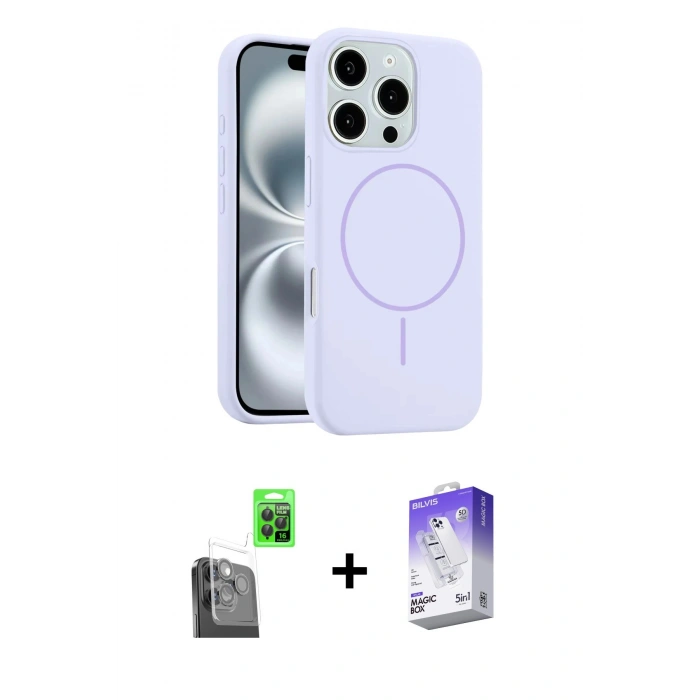 MARSİLYAN™- iPhone 16 Pro Kılıf Yankı Form Serisi - Siyah Bilvis 5in1 3D Magic Cam Ekran Koruyucu + Raze Metal Kamera Lens - SH