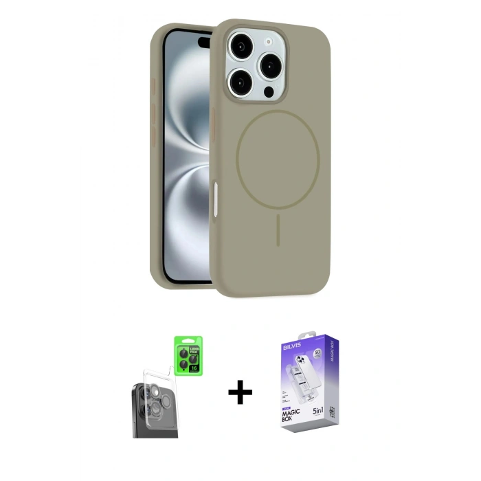 MARSİLYAN™- iPhone 16 Pro Kılıf Yankı Form Serisi - Siyah Bilvis 5in1 3D Magic Cam Ekran Koruyucu + Raze Metal Kamera Lens - SH