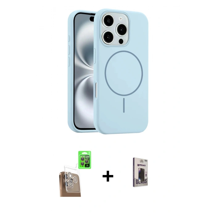 MARSİLYAN™- iPhone 16 Pro Kılıf Yankı Form Serisi - Siyah Bilvis Hayalet Cam Ekran Koruyucu + Raze Metal Kamera Lens - CLTM