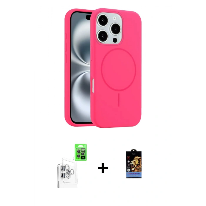 MARSİLYAN™- iPhone 16 Pro Kılıf Yankı Form Serisi - Siyah Buffer Hayalet Cam Ekran Koruyucu + Raze Metal Kamera Lens - BZ