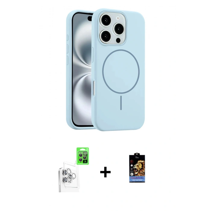 MARSİLYAN™- iPhone 16 Pro Kılıf Yankı Form Serisi - Siyah Buffer Hayalet Cam Ekran Koruyucu + Raze Metal Kamera Lens - BZ